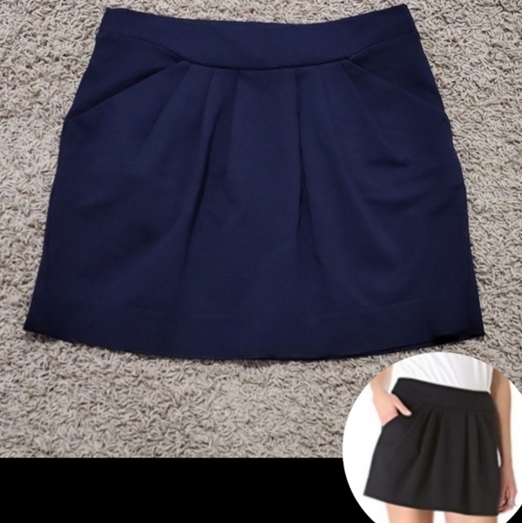 Diane Von Furstenberg Mini Skirt Jan Jersey Pleated Skirt Knit Navy Size 10 - Picture 1 of 6